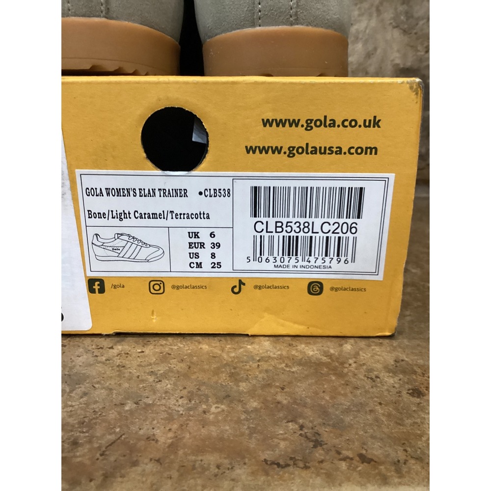 Gola Elan Trainer Bone Light Caramel Terracotta Suede Sneakers Size Womens 8 New - Picture 8 of 8